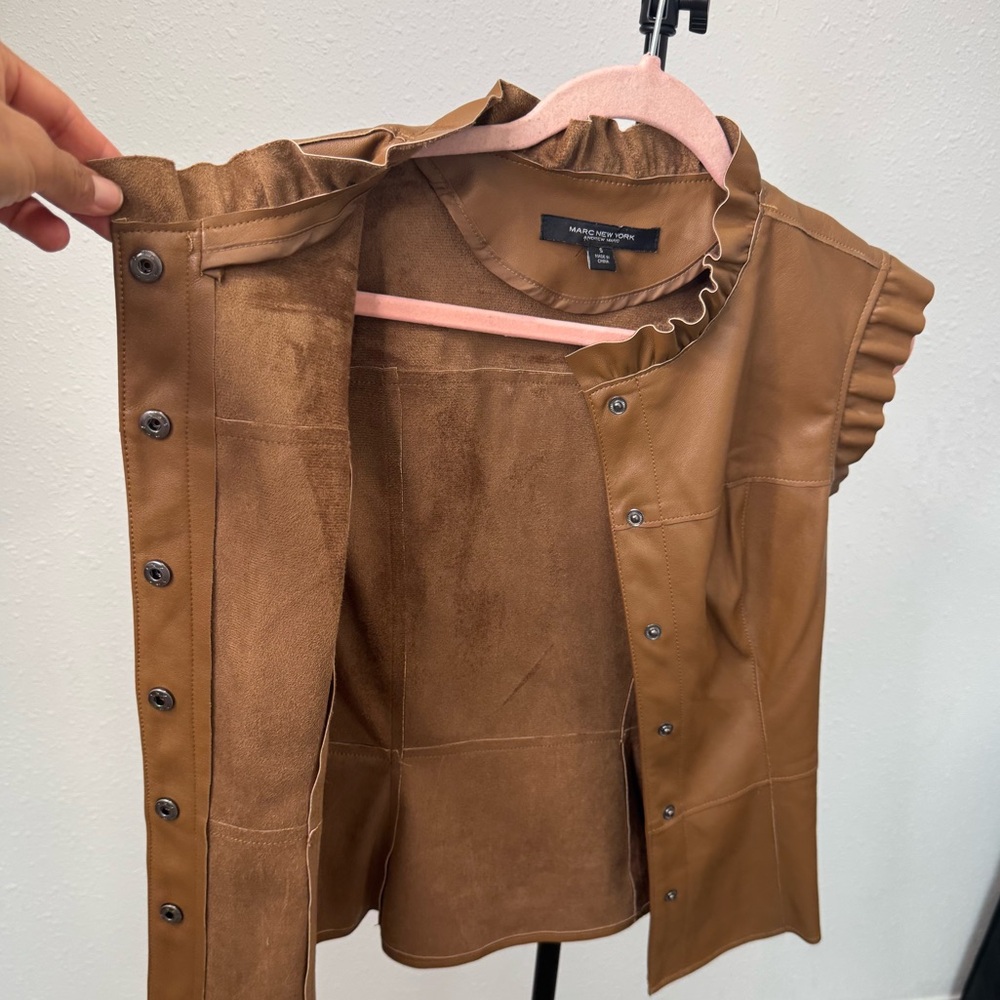 Marc New York Tan Leather Vest - Picture 12 of 15